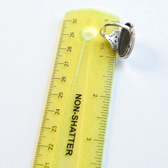 Vintage 925 Silver Nephrite Jade Ring Gold Fill Accent Size 7.5 Oval Stone - Picture 9 of 10